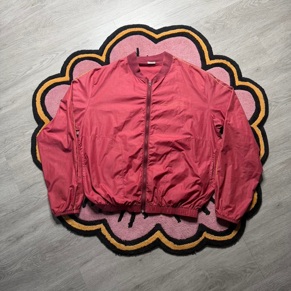 Vintage 80’s USC Trojans Full Zip Graphix Logo NCAA Bomber Jacket Size XL Red